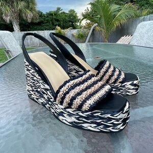 Castaner Black Tostado Thyra Wedge Raffia Espadrille Size 38